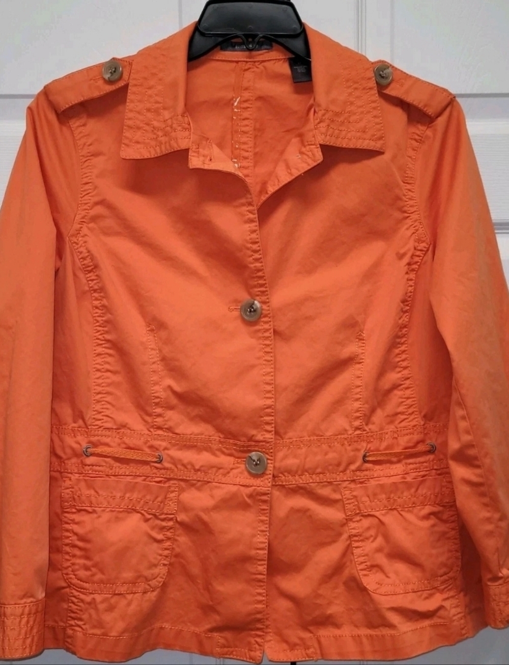 Liz Claiborne Women's Orange Button-Front Lightweight Utility Jacket